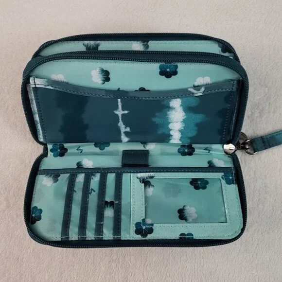 Lug SHIBORI TEAL Splits XL RFID Wristlet Wallet EUC - Picture 5 of 7